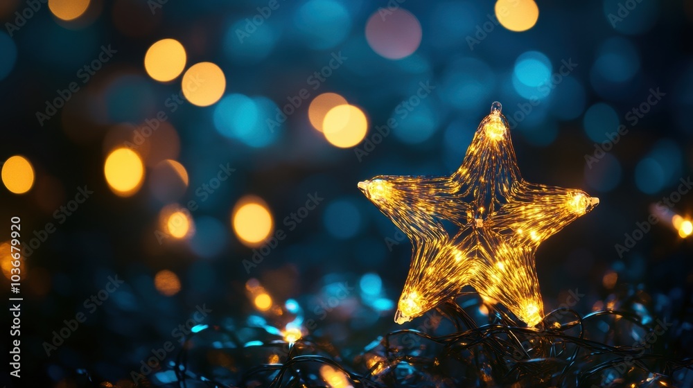 Aufkleber the night sky shimmers with stars, illuminated by colorful abstract christmas lights creating a fest