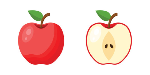 Apple fruit icon set in flat style. Healthy dessert vector illustration on isolated background. Fresh food sign business concept.