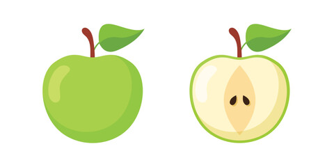 Apple fruit icon set in flat style. Healthy dessert vector illustration on isolated background. Fresh food sign business concept.