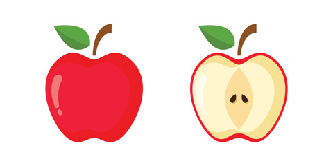 Apple fruit icon set in flat style. Healthy dessert vector illustration on isolated background. Fresh food sign business concept.
