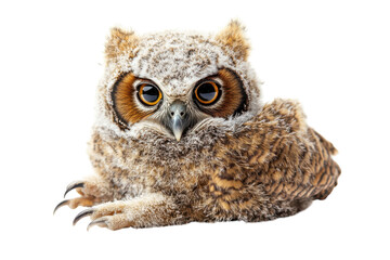 Fototapeta premium Captivating Close-Up of an Adorable Owl Chick Isolated on a transparent Background for Nature and Wildlife Projects