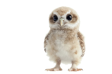Fototapeta premium Charming Owl Chick Isolated on a transparent Background Ideal for Animal Lovers and Educational Purposes