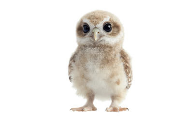Charming Owl Chick Isolated on a transparent Background Ideal for Animal Lovers and Educational Purposes