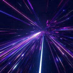 Fototapeta premium 3D render with a black backdrop and a blue-purple light line. Generative Ai
