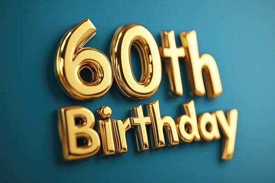 Celebrate a milestone with golden letters for a 60th birthday on a teal background. Generative AI