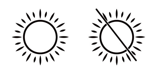 Sun and no sun icons on white background