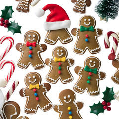 gingerbread cookies isolated on transparent background