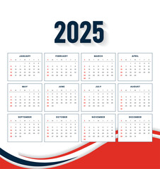 Modern professional 2025 business calendar design template
