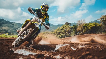 Motocross Rider on a Dirt Track