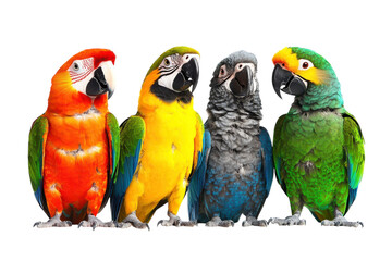 Vibrant Parrots Isolated on transparent Background Perfect for Nature and Wildlife Projects