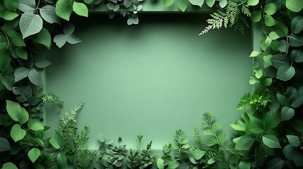 Minimalist empty papercut nature icon within a clean white paper frame accented by subtle green vines and leaves creating a fresh and airy feel that embodies the spirit of spring