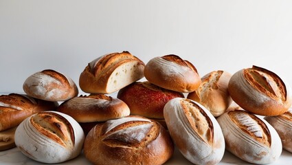Assorted Freshly Baked Artisan Bread Loaves.