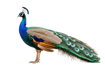 Obraz premium Stunning Isolated Peacock on transparent Background Perfect for Nature-Themed Projects and Illustrations