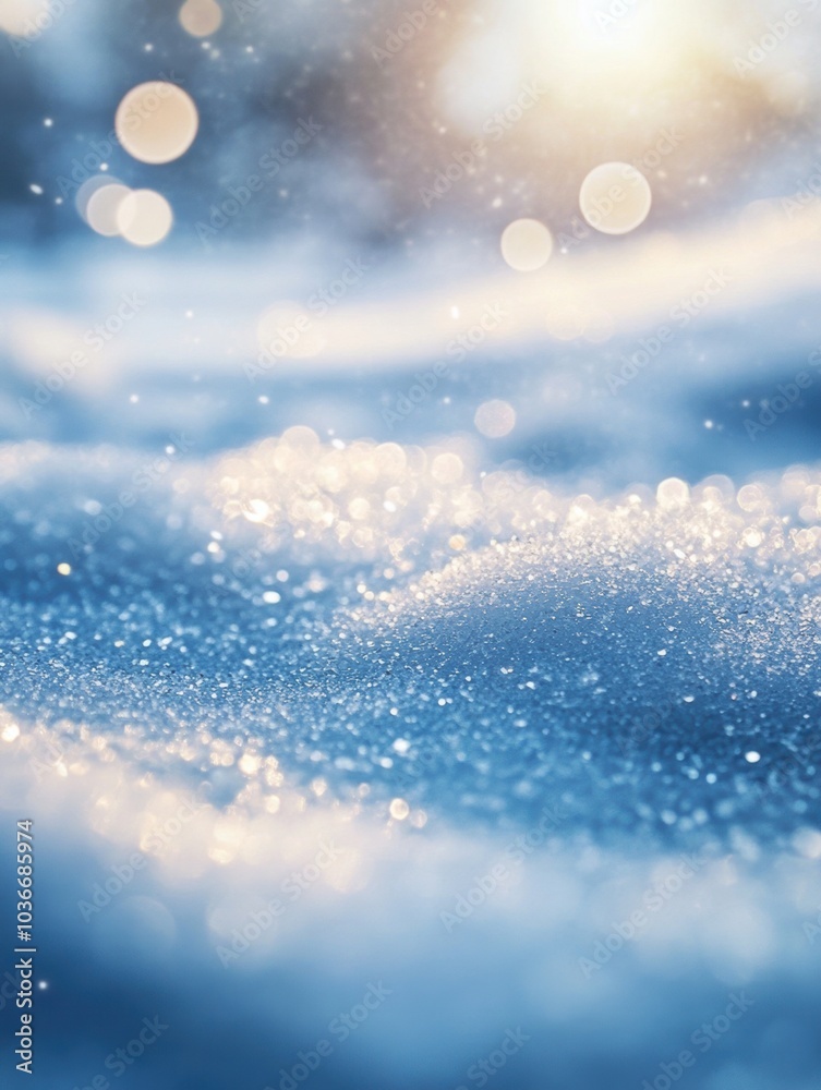 Poster the soft glow of sunlight reflects off sparkling snow, creating a tranquil winter ambiance in a snow