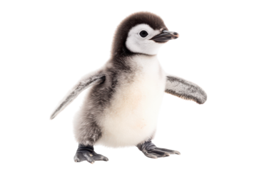 Cute Penguin Chick Isolated on transparent Background Perfect for Educational Materials, Children Books, and Wildlife Conservation Campaigns