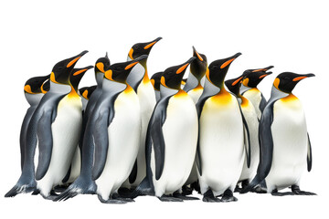 Stunning View of Penguin Colonies Isolated on transparent Background for Use in Educational and Creative Projects
