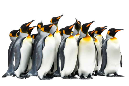 Stunning View of Penguin Colonies Isolated on transparent Background for Use in Educational and Creative Projects