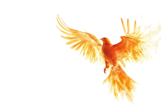 Phoenix Rising: A Stunning Isolated Image Symbolizing Rebirth and Renewal on a transparent Background