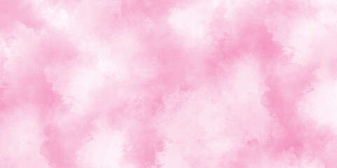 fresh and blurry pink cloud sky on art graphics, creative colorful modern pink paper, Soft and cloudy watercolor stain of pink paint texture, brush painted watercolor abstract painting background.