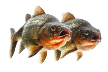 A Striking Image of Piranhas Isolated on a transparent Background Ideal for Ecological Studies and Educational Use