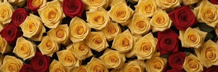 Natural fresh Yellow and Red roses flowers background wallpaper