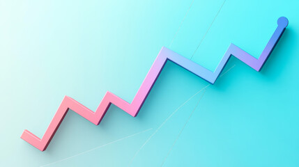 Colorful line graph illustrating a steady increase in data over time on a gradient background