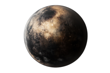 Realistic depiction of a planet isolated on a transparent background for use in various creative projects including illustrations, presentations, and digital art.