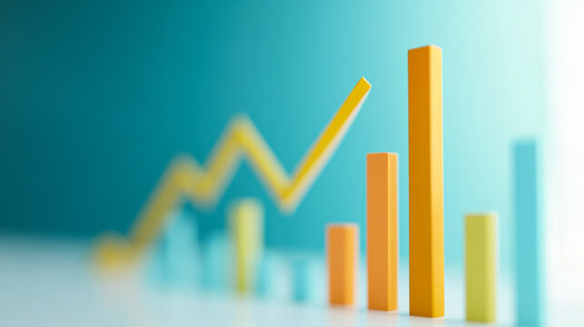 Bar chart showing increasing growth trends in business metrics against a soft gradient background during daylight