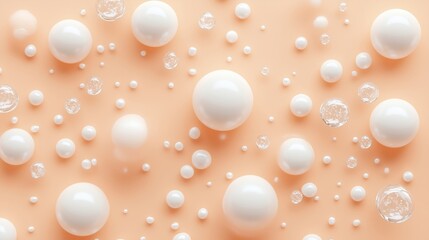 Aesthetic Arrangement of Bubbles on Peach Background