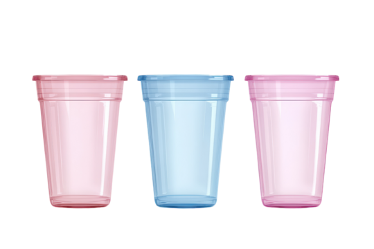 Versatile Plastic Cup Set Isolated on transparent Background Ideal for Parties, Events, and Everyday Use