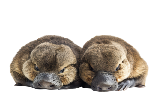 Educational Image of Platypuses Isolated on transparent Background for Wildlife Studies and Environmental Awareness Campaigns