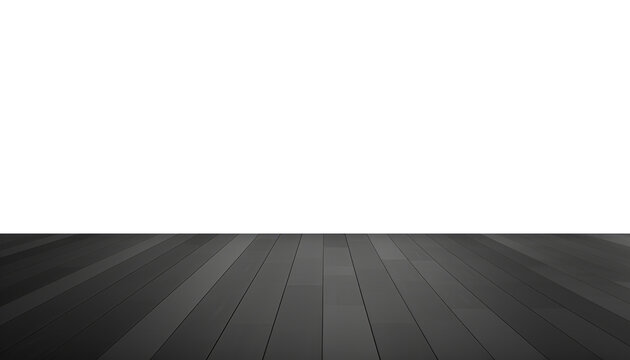 empty black wooden floor border isolated on transparent background cutout
