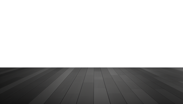 empty black wooden floor border isolated on transparent background cutout