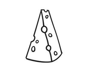 Cheese piece single Doodle hand drawn line icon. slice cheese for menu, design restaurant, cafe