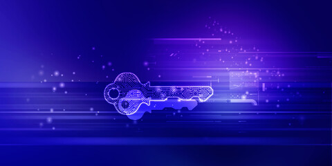2d illustration digital abstract technology digital future cyber security key