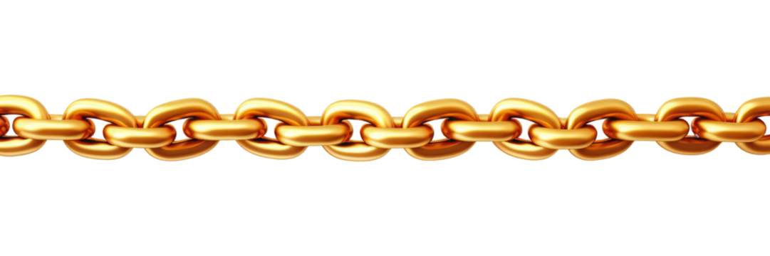gold chain line isolated on transparent background cutout