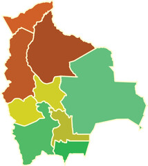 colorful Bolivia map