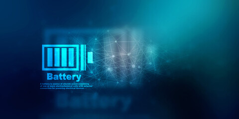 2d illustration Electrical energy and power supply source concept, accumulator battery with charging level indicator
   
    