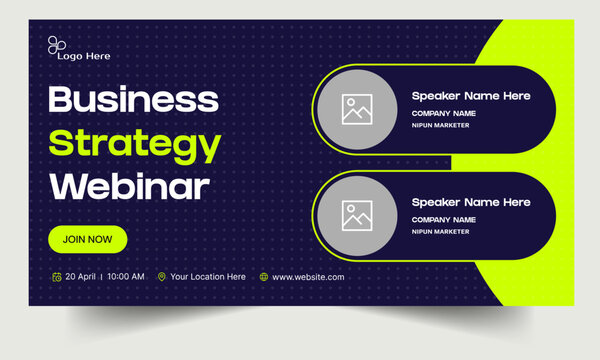 Trendy business webinar banner template,  digital marketing webinar banner design, editable vector eps 10 file format