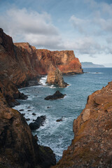 Ponta de San Lorenzo trekking route on the island of Madeira. Active recreation and trekking in Madeira.