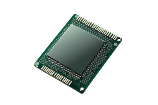 High-Quality Processor Chip Isolated Against a Transparent Background for Technology and Electronics Use