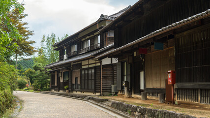 旧中山道のレトロな風景【木曽路】日本岐阜県中津川市馬籠・9月