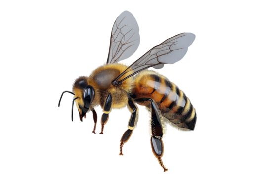 Stunning Isolated Queen Bee Image on Transparent Background for Use in Educational Materials and Nature Related Projects