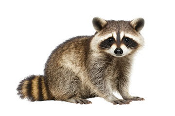Fototapeta premium Isolated Raccoon on a transparent Background Ideal for Nature Budgets and Wildlife Education Projects
