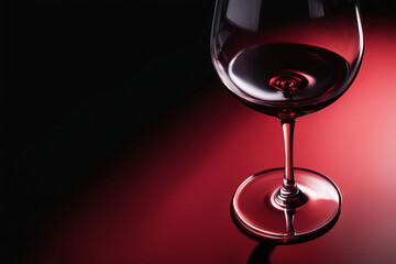 Crystal clear wine glasses filled with rich red wine and the light reflecting off them creates a sense of depth.