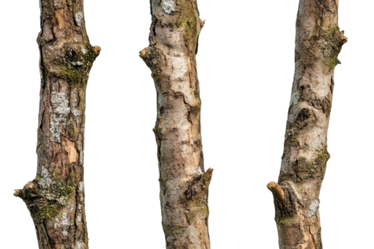 Isolated Rainforest Tree Trunks on transparent Background for Eco-Friendly Designs and Natural Aesthetic Projects