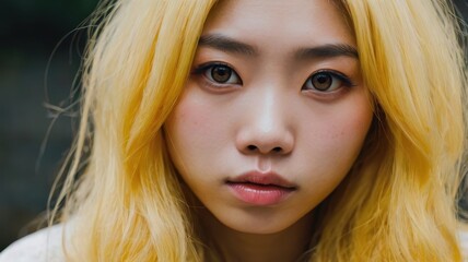 Fototapeta premium Japanese woman with light yellow hair