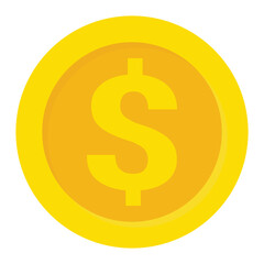 Dollar gold coin flat vector icon for mobile apps, UI or web design