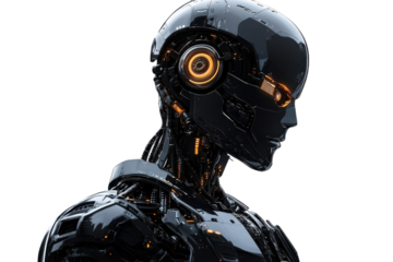 A High-Tech Robot Isolated on a Transparent Background, Perfect for Use in Futuristic and Technological Designs