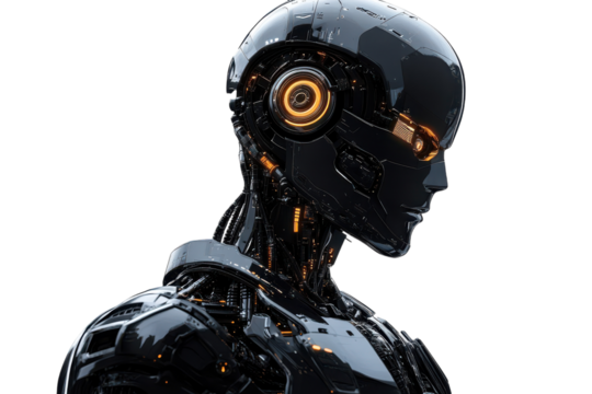 A High-Tech Robot Isolated on a Transparent Background, Perfect for Use in Futuristic and Technological Designs
